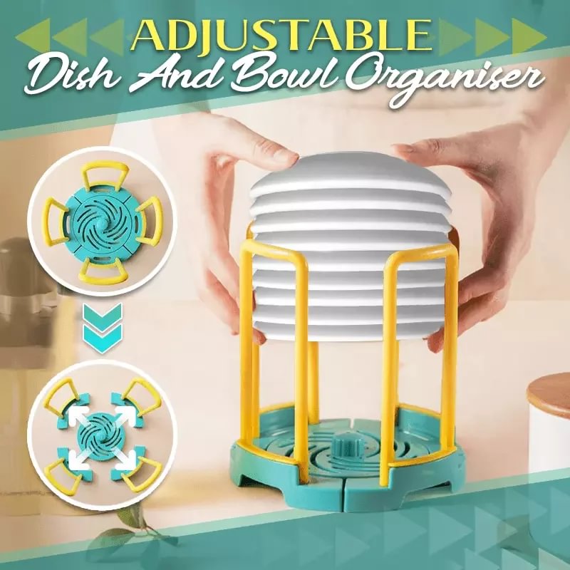 Adjustable dish storage drain rack