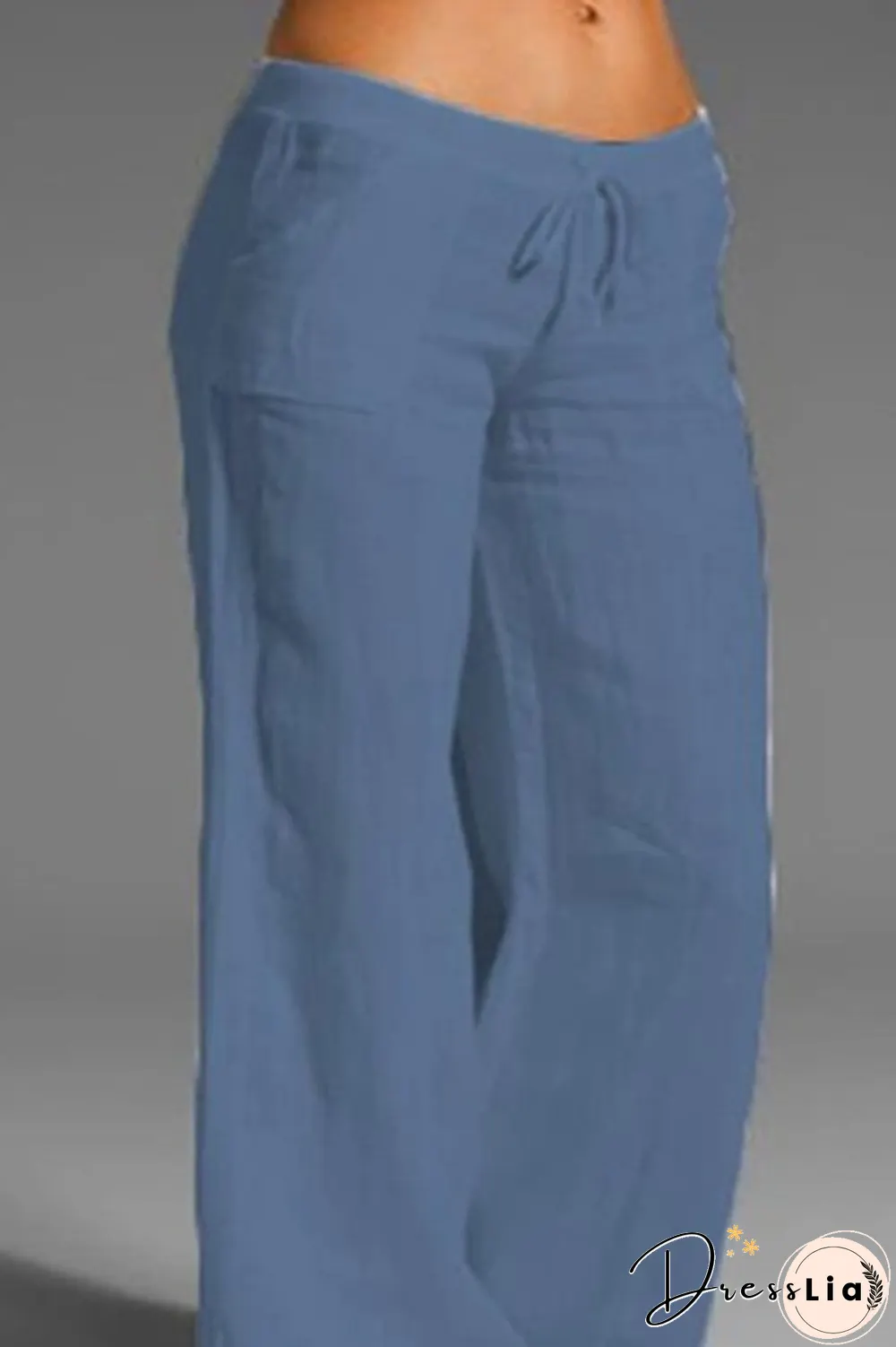 Casual Solid Patchwork Loose Mid Waist Wide Leg Solid Color Bottoms(8 Colors)
