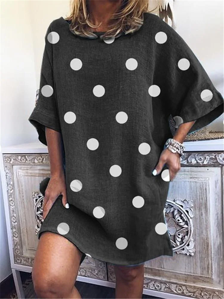 Spot Loose Shirt Dress