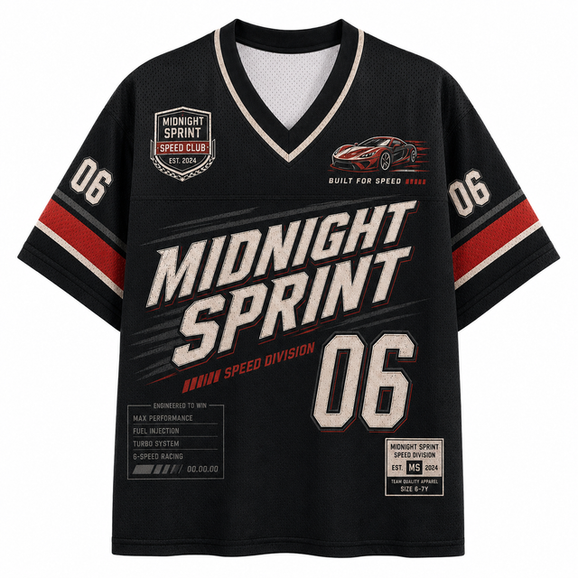 Surf Midnight Sprint Cotton T-Shirt - Black / Red / White