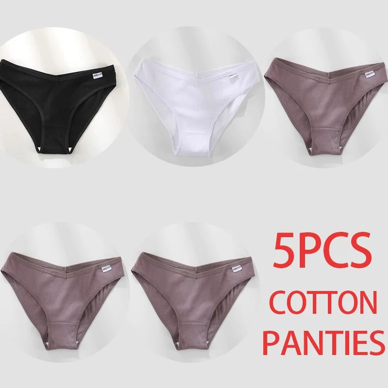 5PCS/Set Women Panties Cotton Underwear Female Panties Solid Color Underpants Sexy Lingerie Pantys for Woman Briefs Intimates