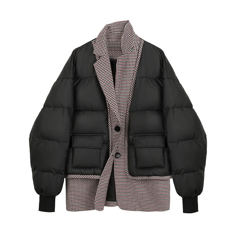 Women's Down Jacket 2021 Winter Parkas Short Coat Thick Cotton Padded Parka Female Patchwork Jacket Fashion Casual Warm Outwear