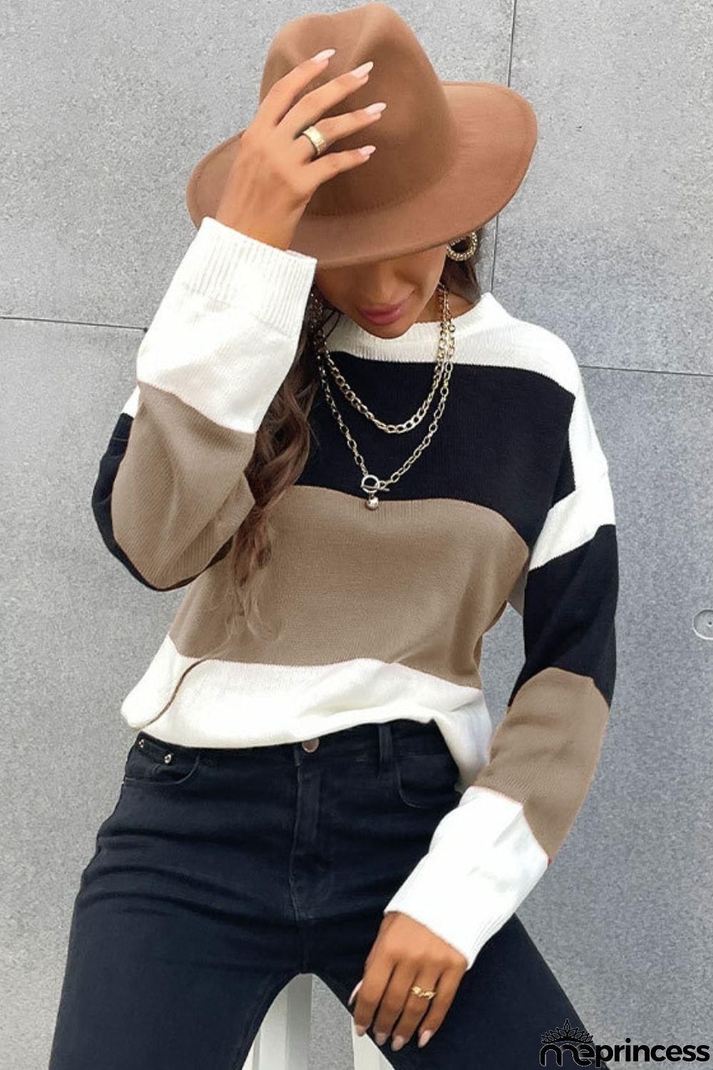 Longing For Fall Color Block Sweater