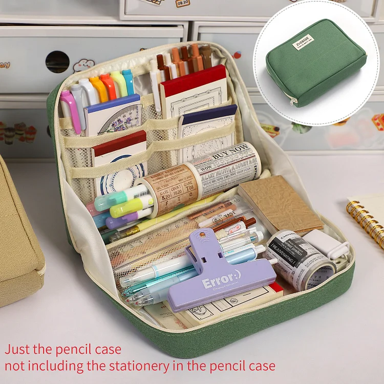 Journalsay 1Pc Multi-functional Large-capacity Canvas Pencil Case School  Supplies Storage Pencil Case Stationery 9.23
