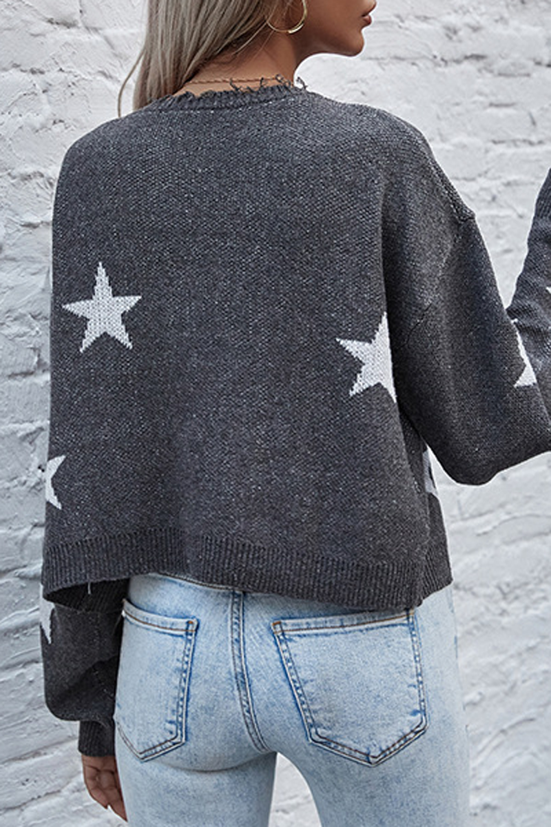 Star V-Neck Short Cardigan Sweater