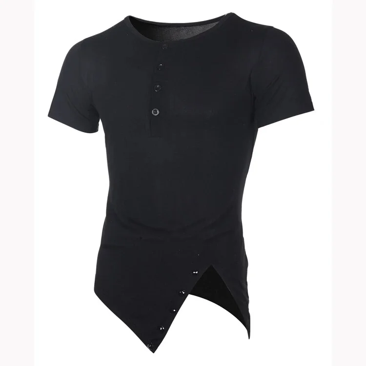 Lamalaba  2025 Brand New Men's Popular Irregular Short-Sleeved Men's Solid Color All-Match T-Shirt Hip-Hop Hip-Hop Fashion Casual Men