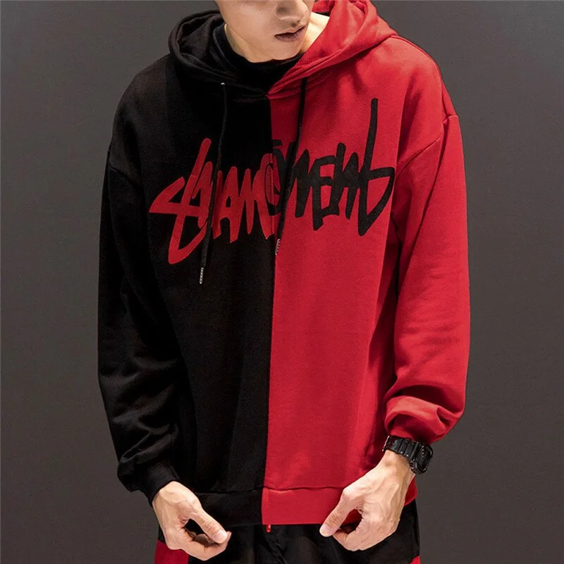 2021 Women Patchwork Casual Hoodies Fall Winter Letter Printing Loose Pullover Men High Street Fashion Hooded Sweatshirts