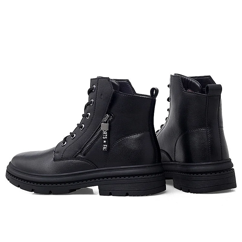 Brand Winter Mens Shoes Thick Plush Warm Men Snow Boots Waterproof Male Ankle Boots Outdoor Non-slip Hiking Boots Work Boots