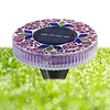Outdoor LED Solar Lights Waterproof Mini Flat Solar Disc Light with Sturdy Ground Stakes Mosaic Landscape Lightning for Garden Walkway Driveway