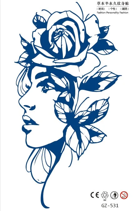 Temporary Waterproof Tattoo Stickers Seductive Snake Flower Ink Lasting Sexy Girls Arm Chest Waist Buttocks Realistic Fake Tatoo