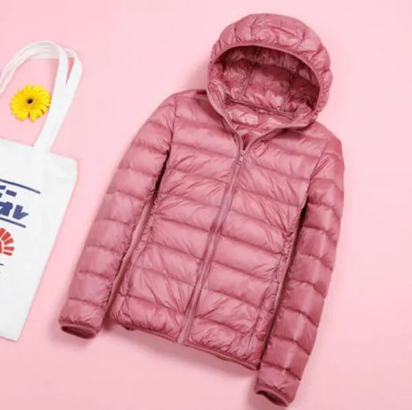 Down jacket women hooded ultra thin 90% Ultra Light duck down coat Female winter large sizes Solid Portable warm jackets woman