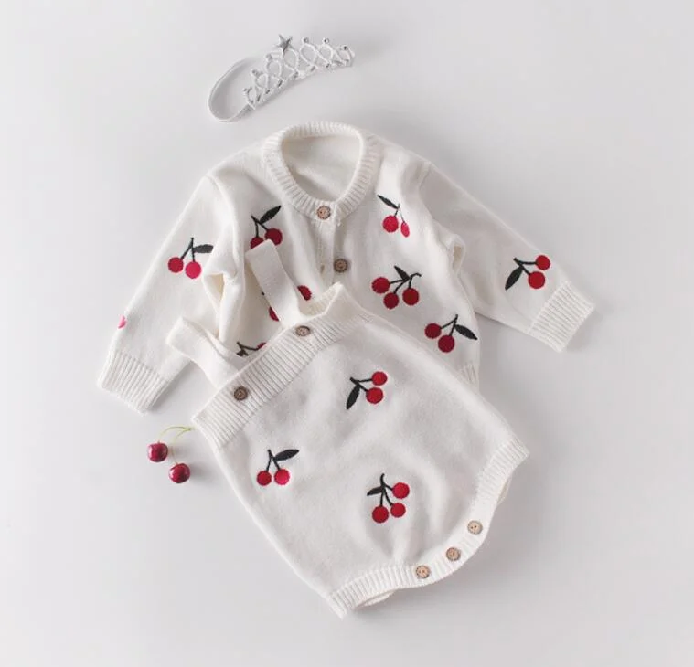 2020 New Pattern Baby Jumpsuit Girl Spring And Autumn Sweater love Print  Jacket + love Print Jumpsuit Two Piece Suit