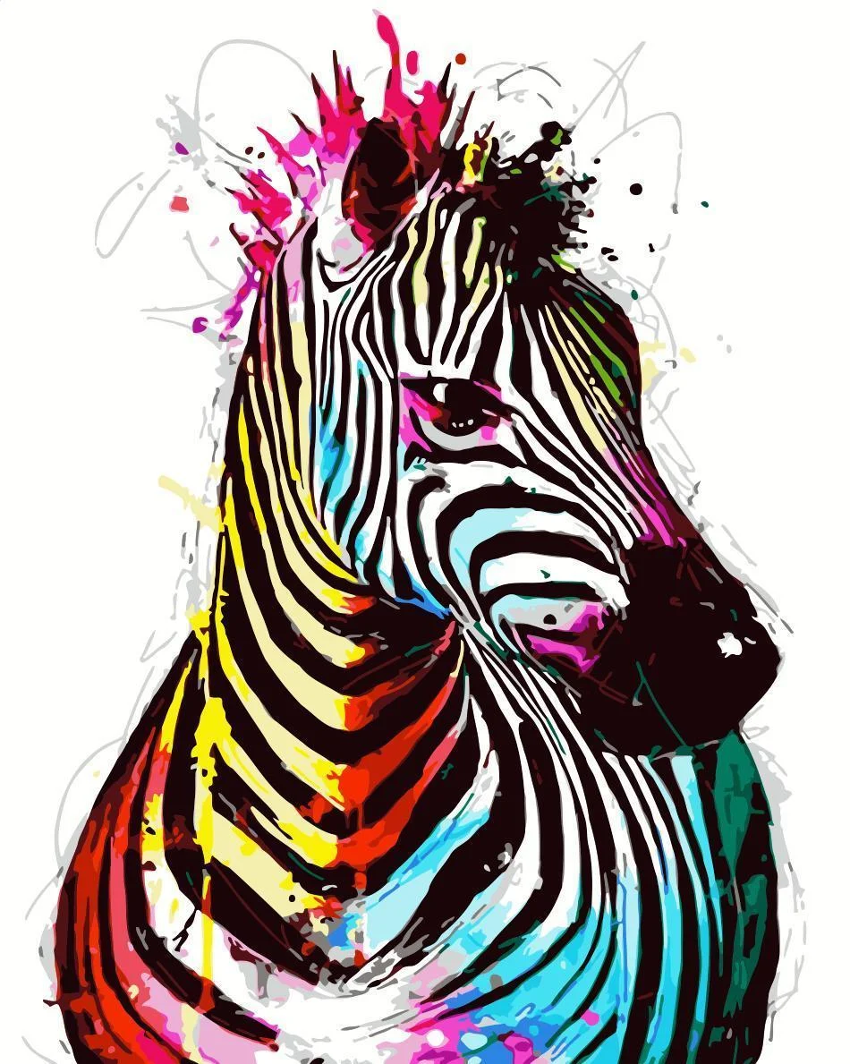 Animal Zebra Paint By Numbers Kits UK For Adult HQD1282