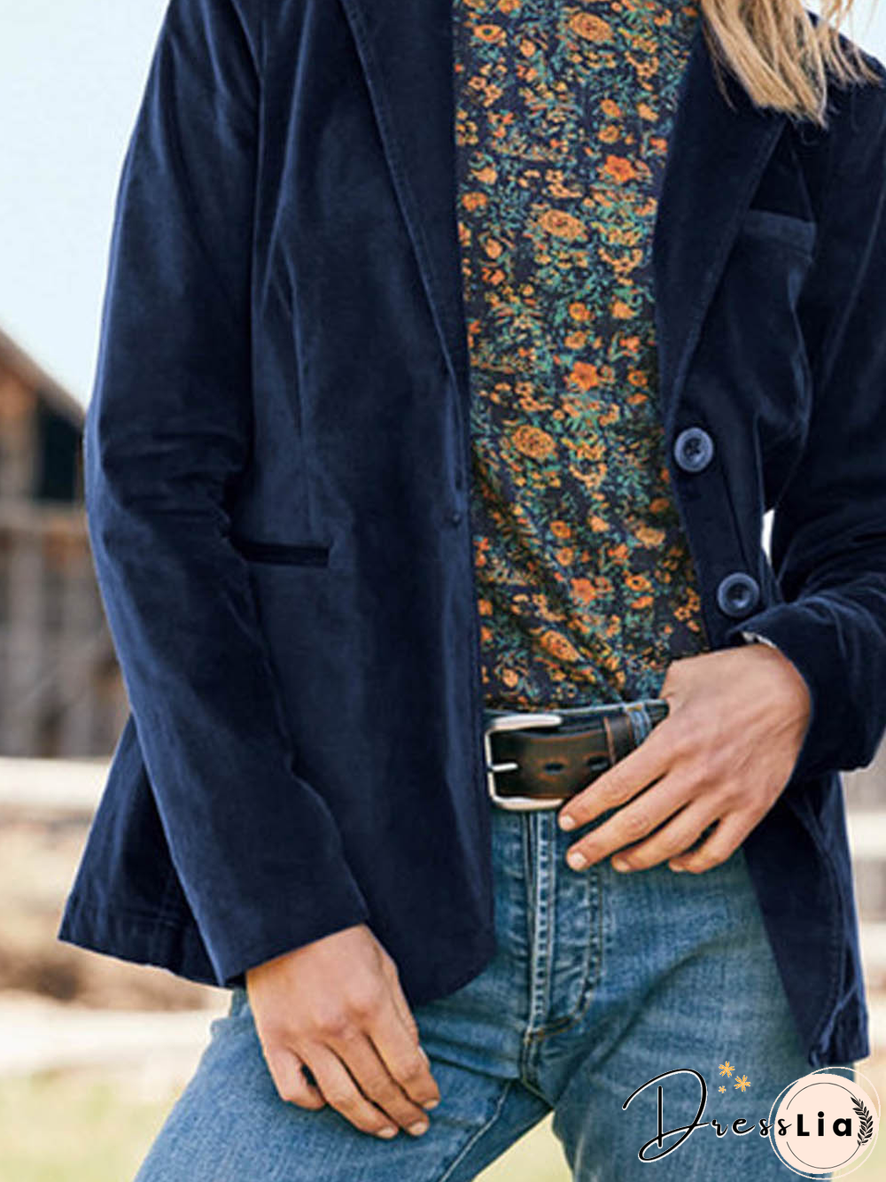 Women Casual Plain Autumn Daily Loose Long sleeve Regular H-Line Regular Size Blazer