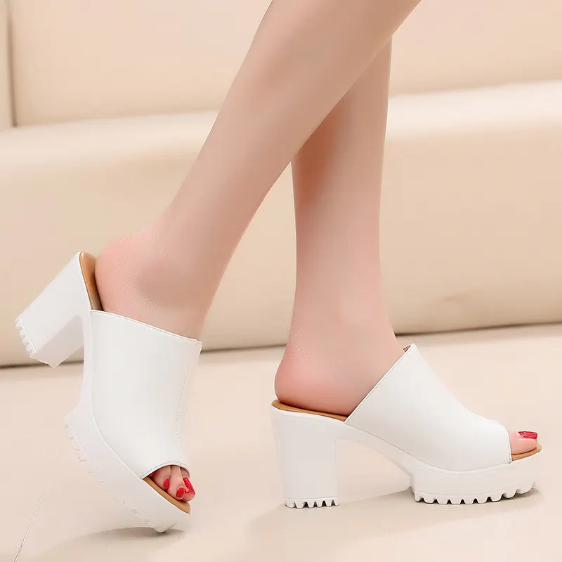 Breakj Breakj Mouth High And Fitting Room Slippers Summer Wearing Rough And Waterproof Table Comfortable Cool Slippers Large Size 40-43 Yards