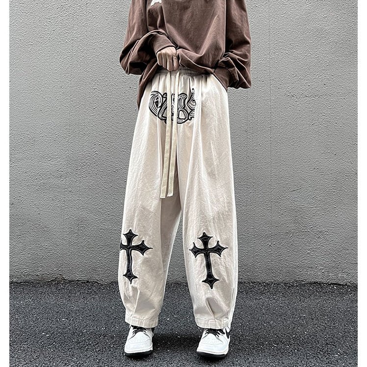 Placestovisits Vintage Y2k Pants Men Baggy Wide Leg Sweatpants Male Oversize Harem Pants Embroidery Streetwear Casual Sport Ankle-length 2025