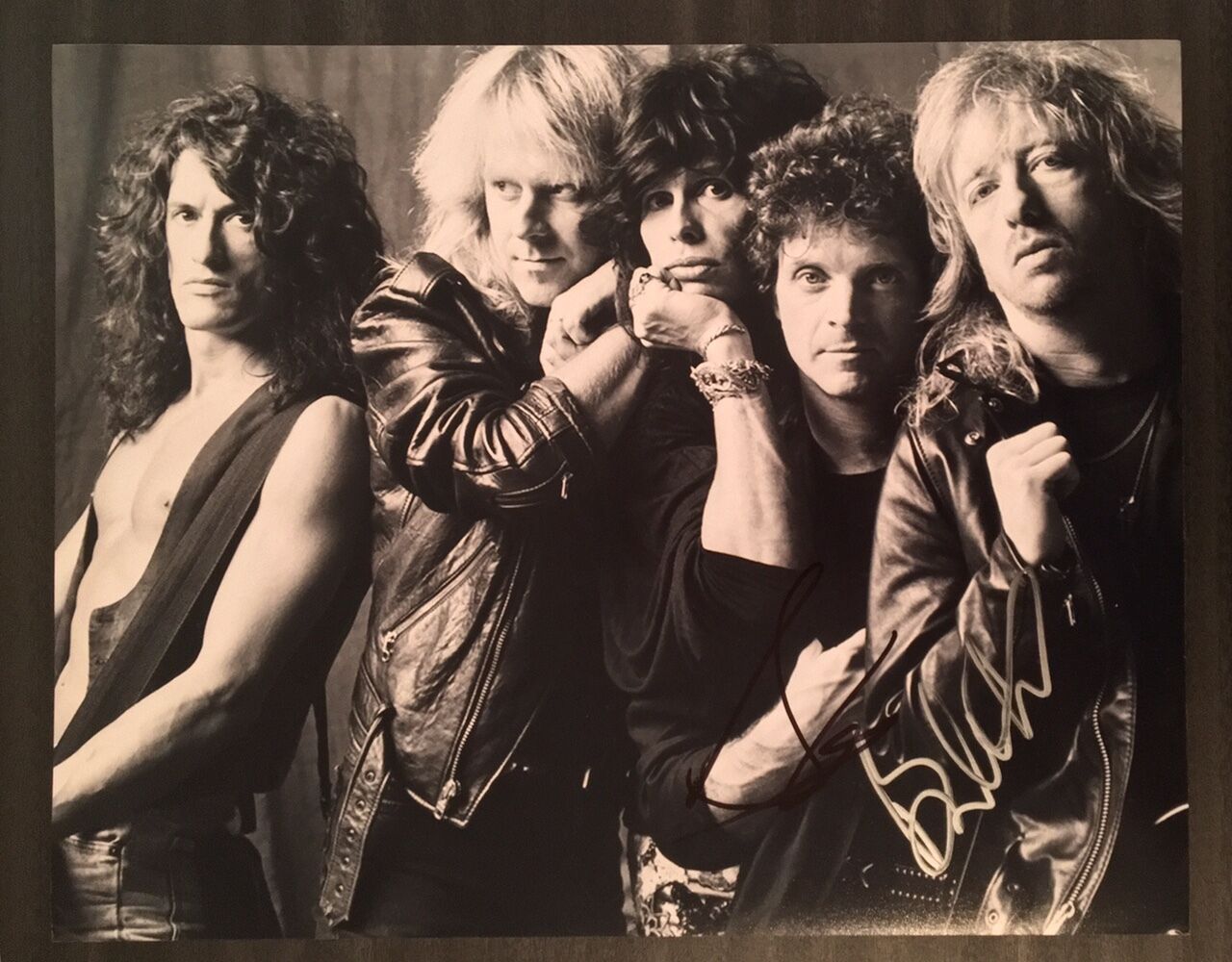 GFA Aerosmith Band * STEVEN TYLER & BRAD WHITFORD * Signed 11x14 Photo Poster painting AD2 COA