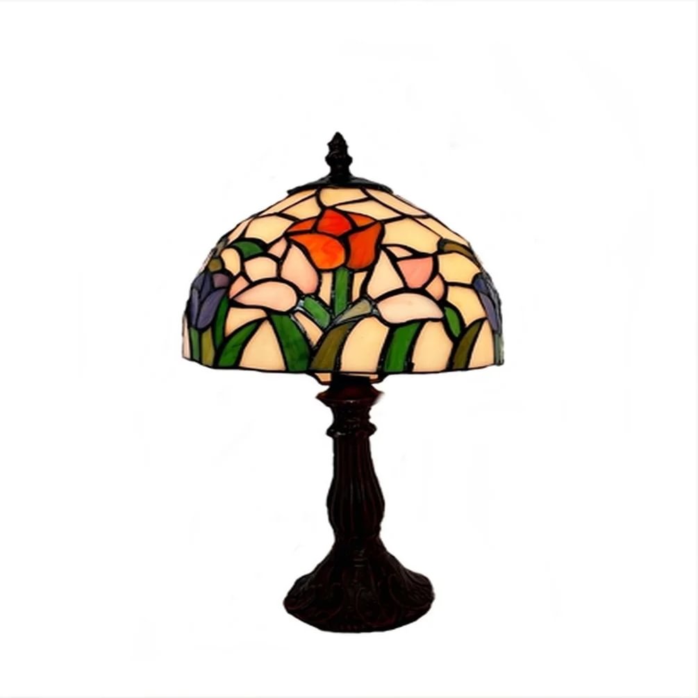 Flowers In Bloom Stained Glass Tiffany Style Table Lamp