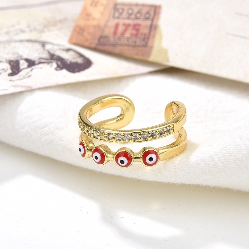 Fashion Devil’s Eye Copper Inlay Zircon Open Ring 1 Piece