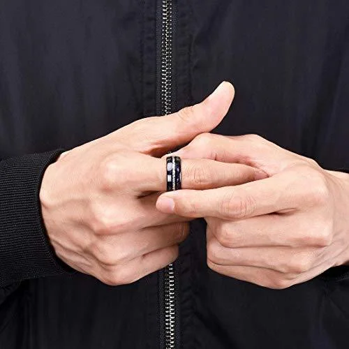 6MM 8MM Women's Or Men's Tungsten Carbide Wedding Matching Rings Black Tone Meteorite with Multi Color Rainbow Opal Inlay Organic Colors