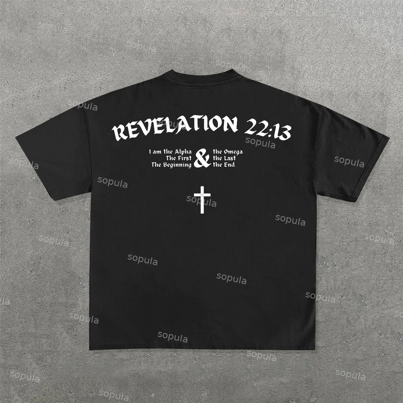 Vintage Revelation 22:13  Graphic 100% Cotton Short Sleeve T-shirt - SOPULA