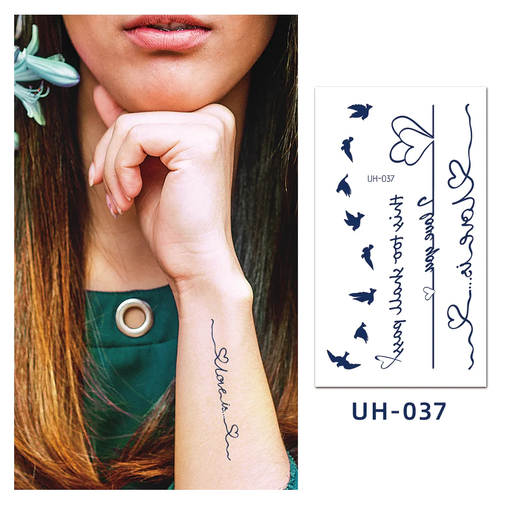 Sdrawing Stickers Semi-permanent Juice Lasting Tattoo Blue Butterfly Fake Waterproof Tattoos Temporary Women Arm Chest Body Art