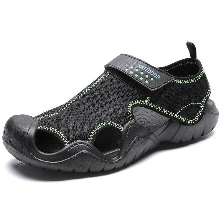 Men Large Size Closed Toe Hook Loop Breathable Mesh Fabric Outdoor Sandals