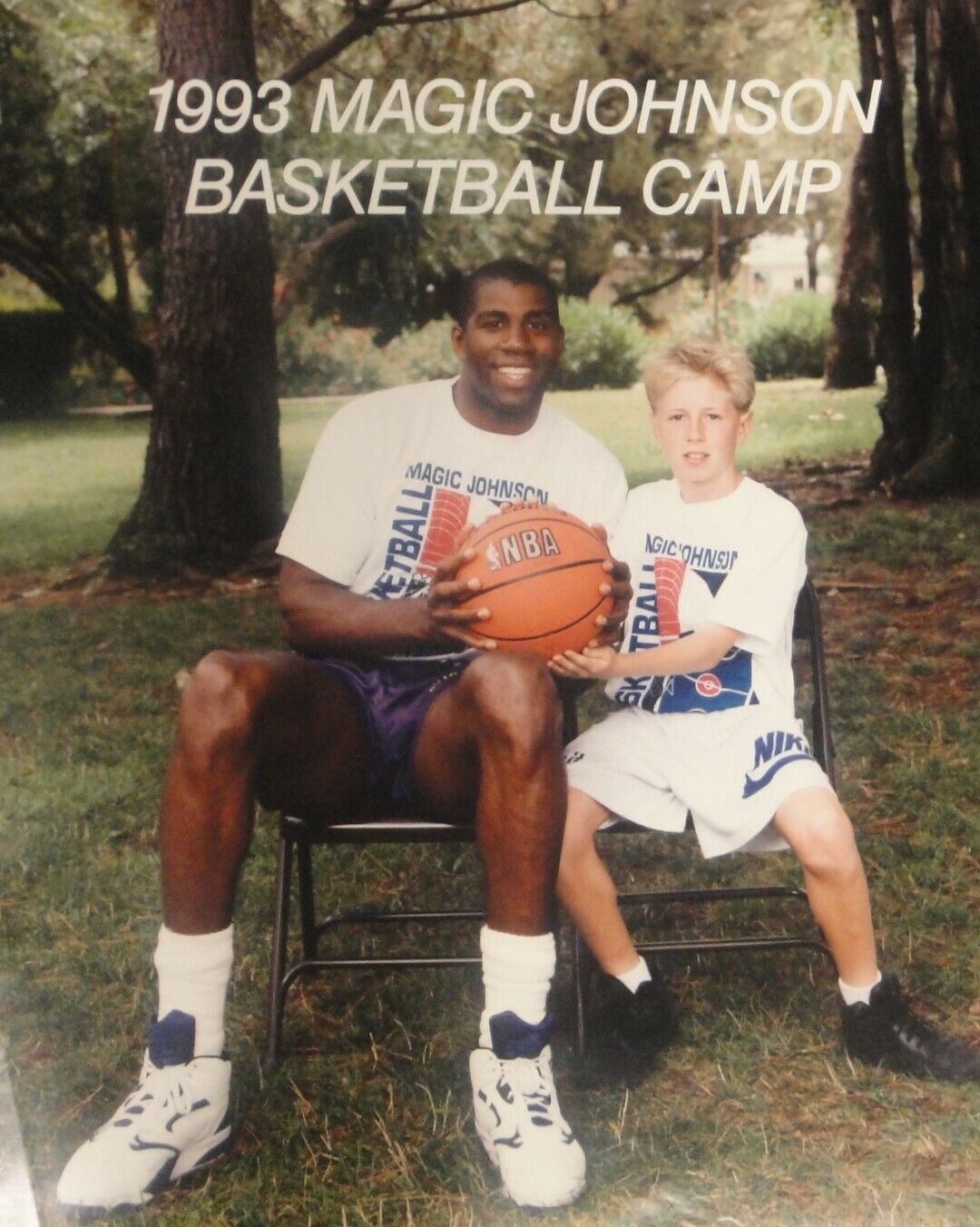 Magic Johnson Unsigned 16x20 Photo Poster painting Basketball Camp 1993 LA Lakers