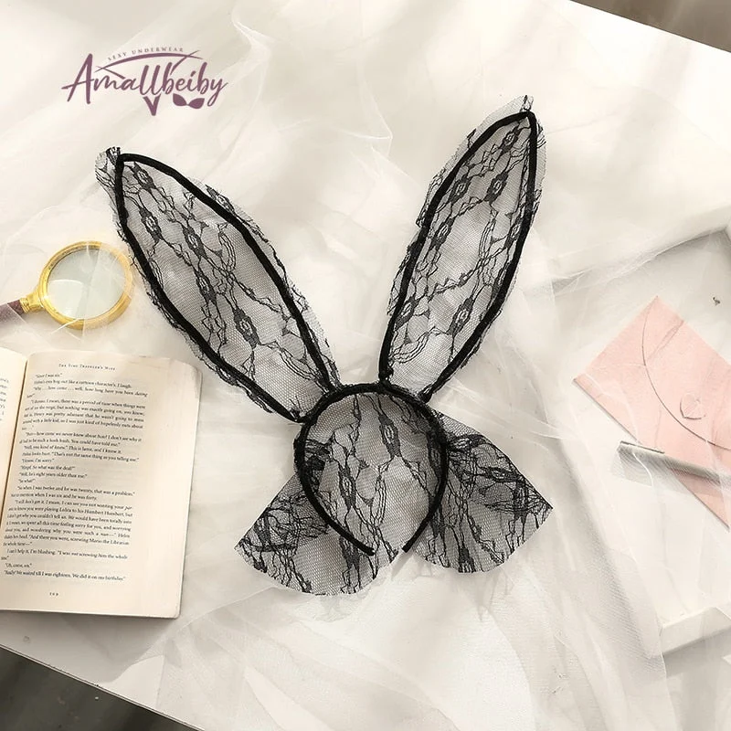Bunny Ears Hair Band Lace Veil Rabbit Girl Eye Mask Sexy Lingerie Cosplay Accessories Juguetes Sexuales Sex Toys for Women
