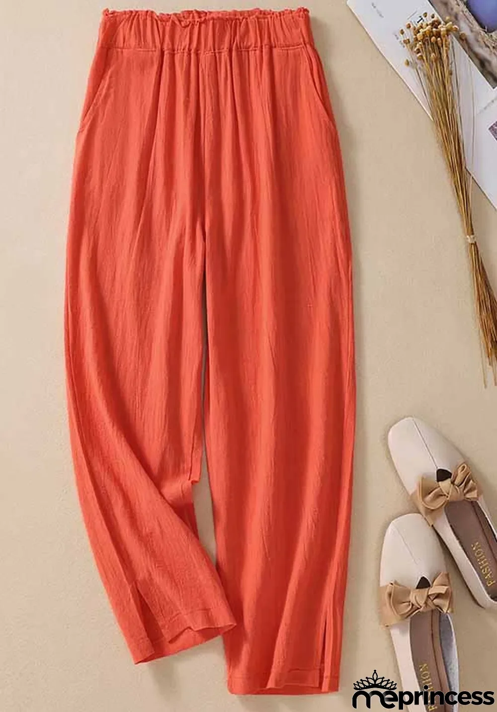 Women Summer Loose Split Casual Cropped Pants