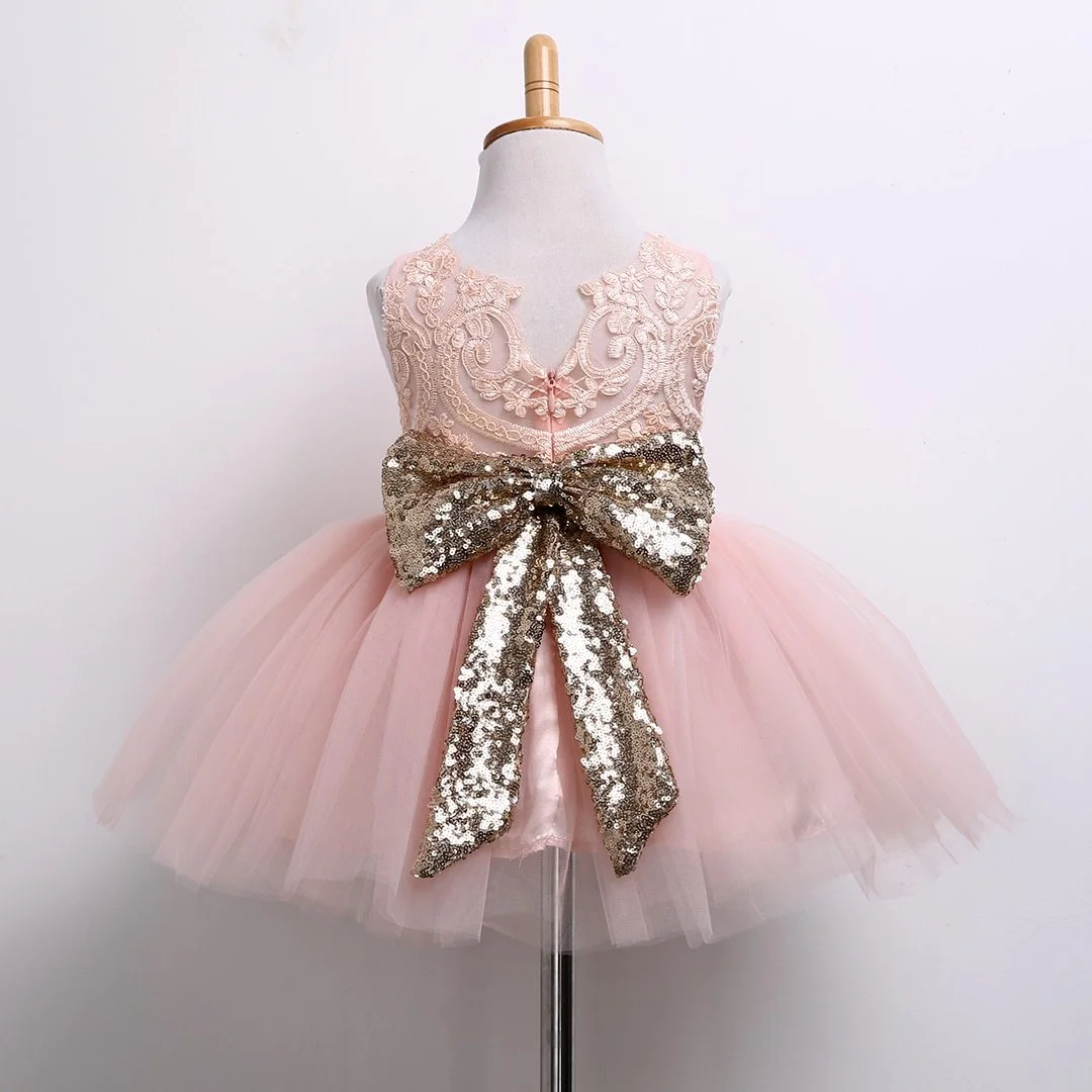 2018 Brand New Newborn Infant Toddler Child Kid Baby Girl Sequins Bowknot Dress Party Dress Christmas Backless Princess Sundress