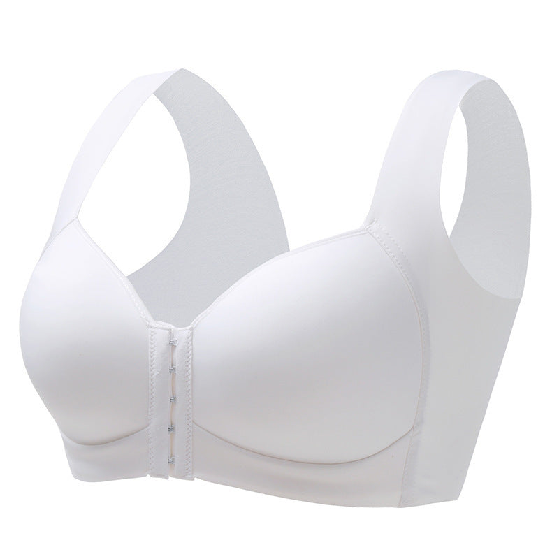 Women's Plus Size Wide Straps Wireless Bra Front Closure Push Up Bras