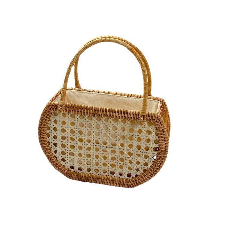 Older Women's Fashion Vintage Woven Rattan Tote Bag