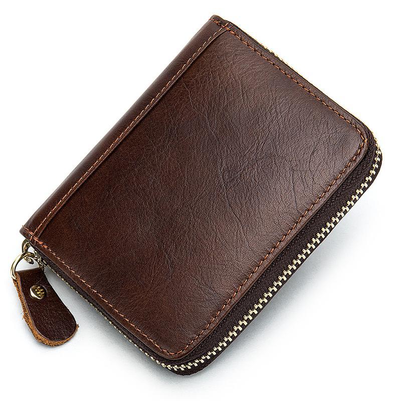 Mens Fashion Plain Vintage Zipper Wallets