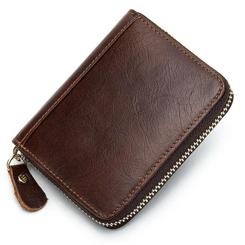 Mens Fashion Plain Vintage Zipper Wallets