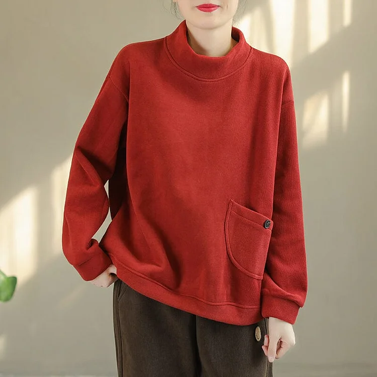 Autumn Winter Solid Loose Cotton Furred Sweater