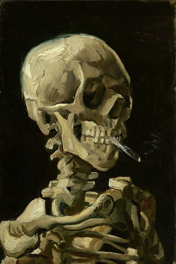 Cotton Tshirt Head of a Skeleton by Van Gogh Reproduction Oil Painting on Canvas Posters and Prints Scandinavian Wall Picture for living room t -shirt Tee