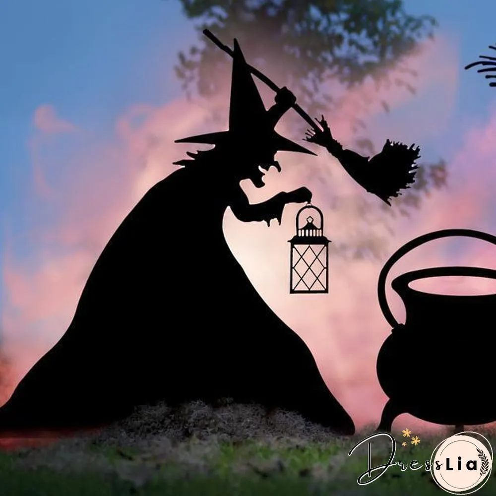 Witch with Lantern Silhouette