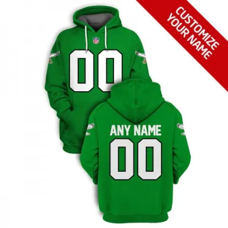 Men's Philadelphia Eagles Active Player Custom 2021 Green Pullover Hoodie CYA6