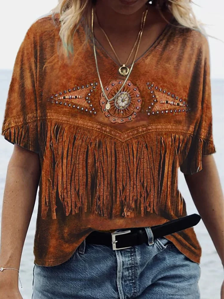 Women's Vintage Ethnic Print T-Shirt