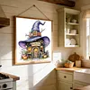 Witch Broom Hut Full 14CT DIY Stamped Needlework Embroidery Kit 15.75x15.75inch Embroidery Needlepoint Starter Kits Cross Stitch Art and Crafts Kits for Beginners Adults Home Decor