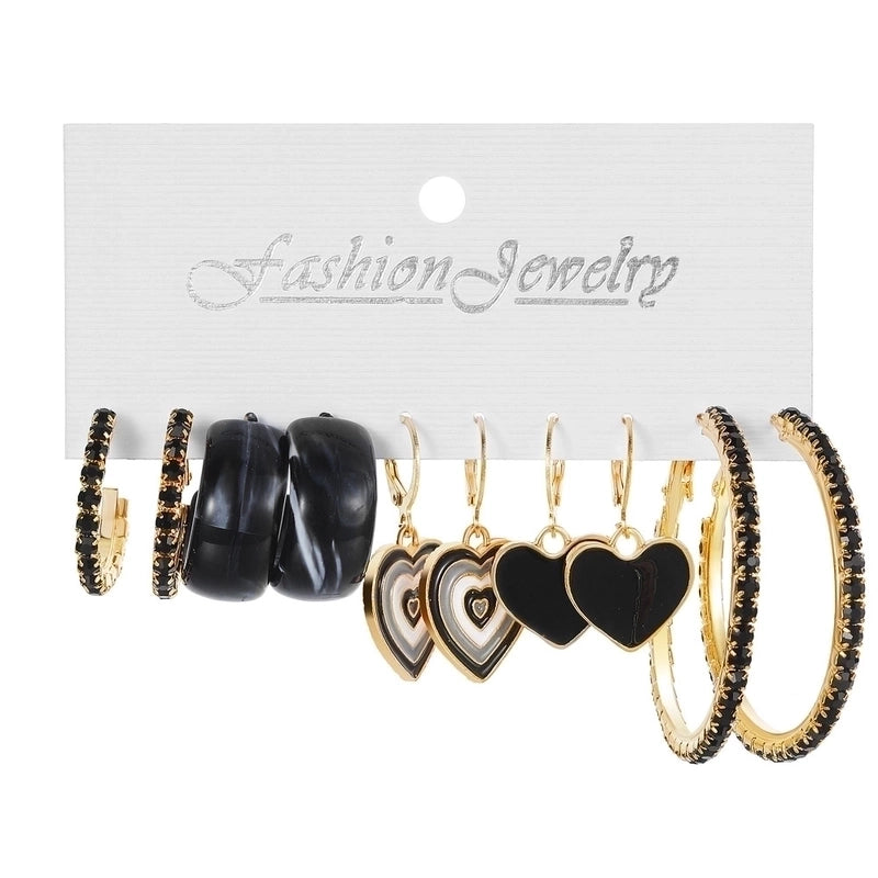 Retro Round Alloy Plating Artificial Pearls Women’s Earrings Ear Studs 6-piece Set