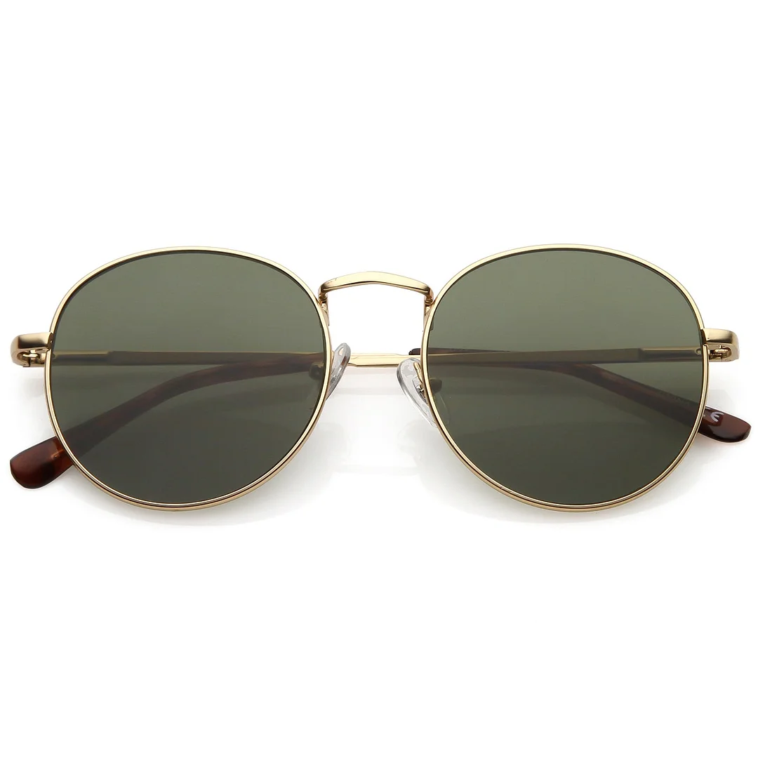 Classic Metal Round glasses With Round Flat Lens 50mm