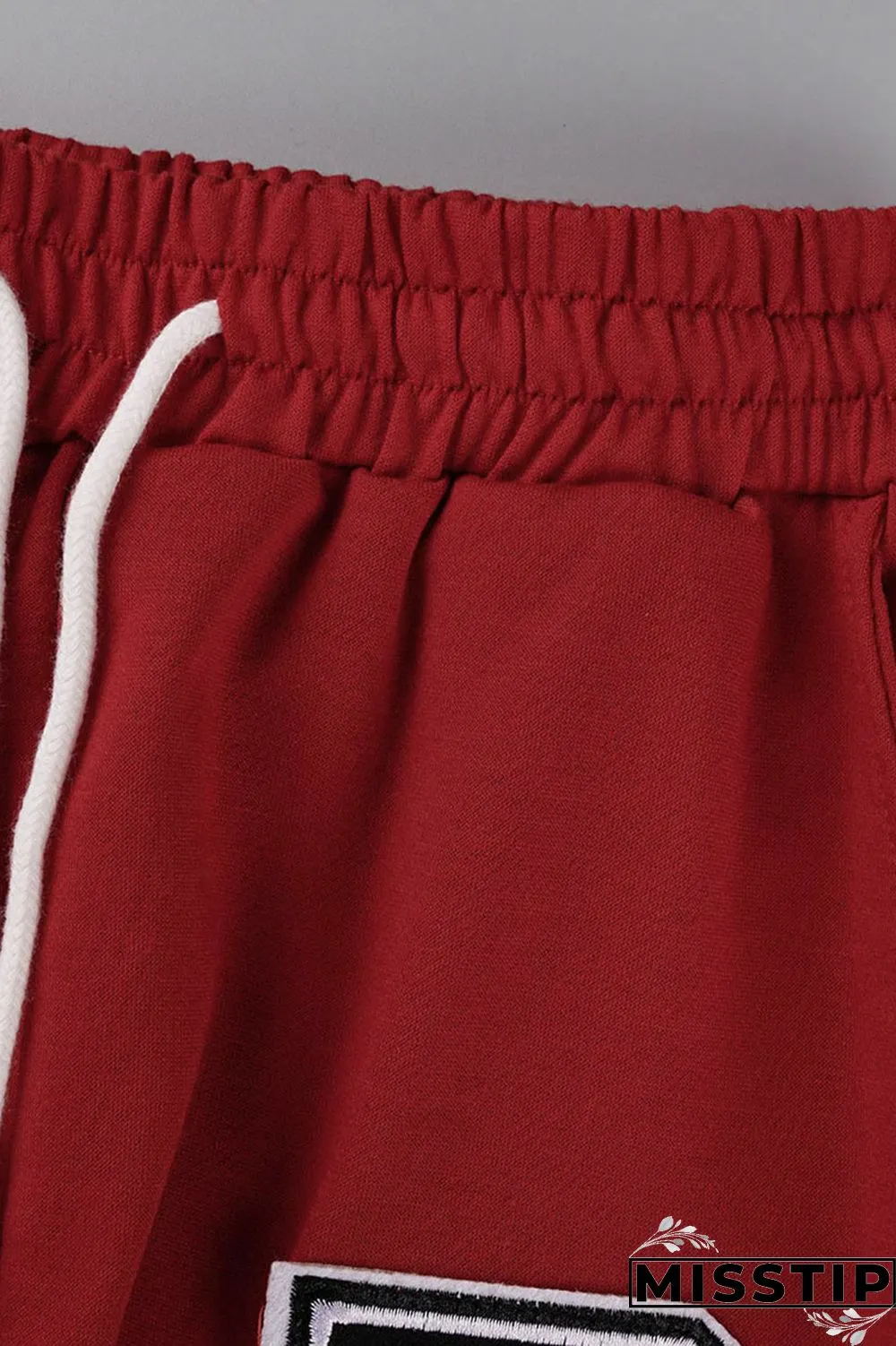Red Fashion Casual Letter Solid Embroidered Hooded Collar Short Sleeve Two Pieces