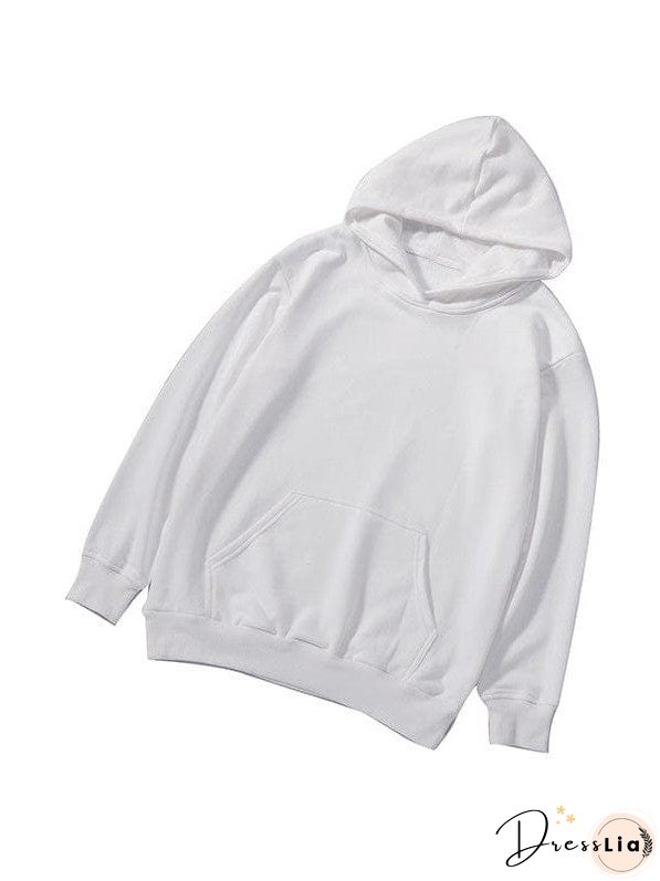 Solid Color Hooded Sweatshirt