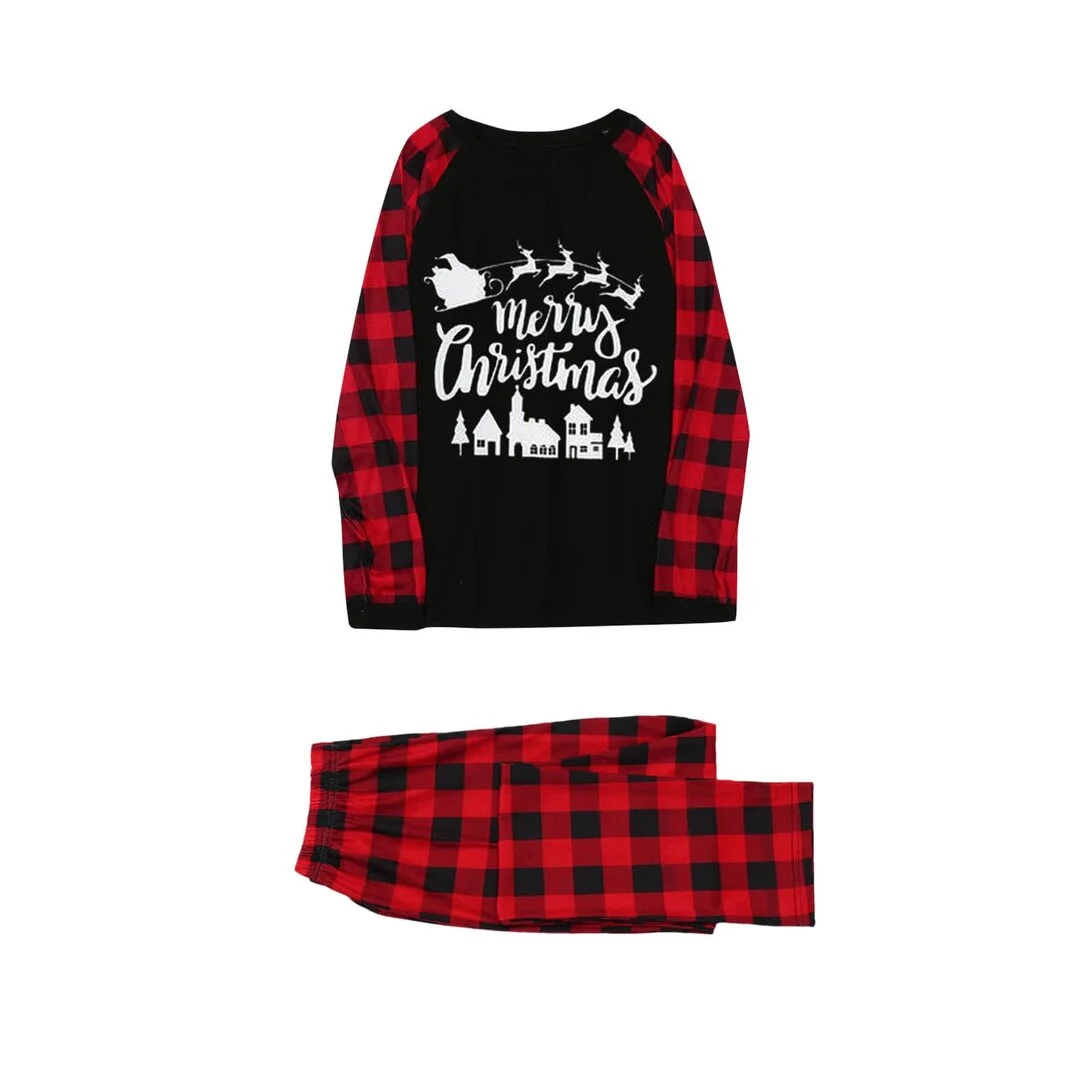 Christmas Parent-Child &ldquo;Merry Christmas&rdquo; Patterned Family Matching Pajamas Sets