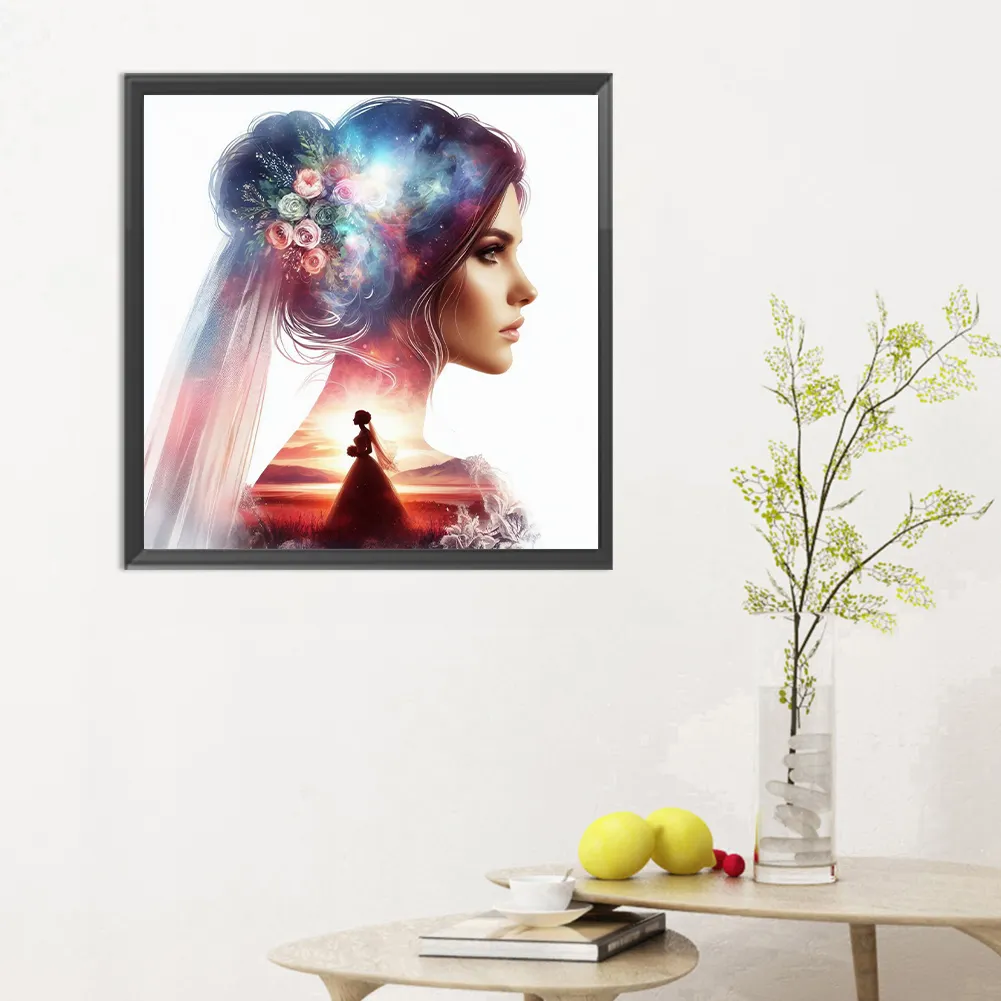 Diamond Painting - Full Round Drill - Romantic Wedding Silhouette(Canvas|30*30cm)