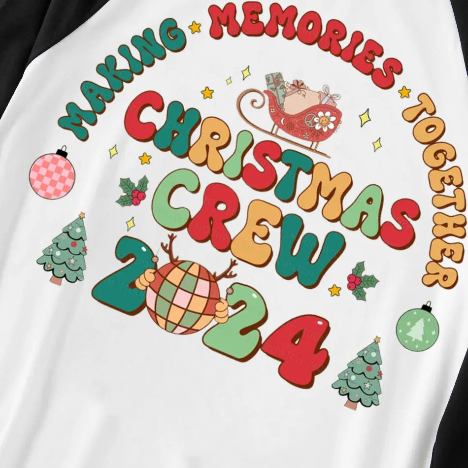 "Making Memories Together Christmas Crew 2024" Printed Green and Black Plaid Christmas Family Pajamas