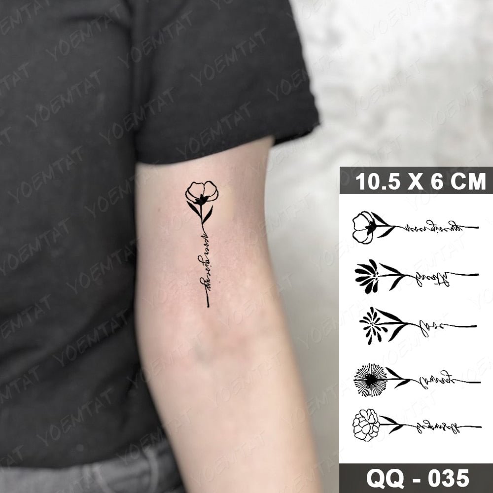 Waterproof Temporary Tattoo Sticker Small Lines Flowers Flash Tatoo Geometry Hand Arm Wrist Fake Tatto For Body Art Women Child
