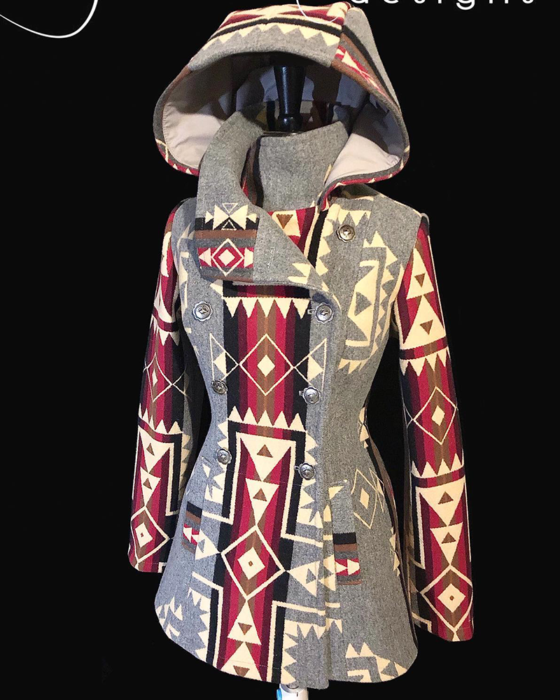 Aztec Nationality Wollen Blanket Hand Made Coat 65a5